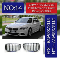 Full Chrome (10-Lines) Left 51137336477 & Right 51137336478 Compatible With BMW F10 (2010-2016) Tag No.14