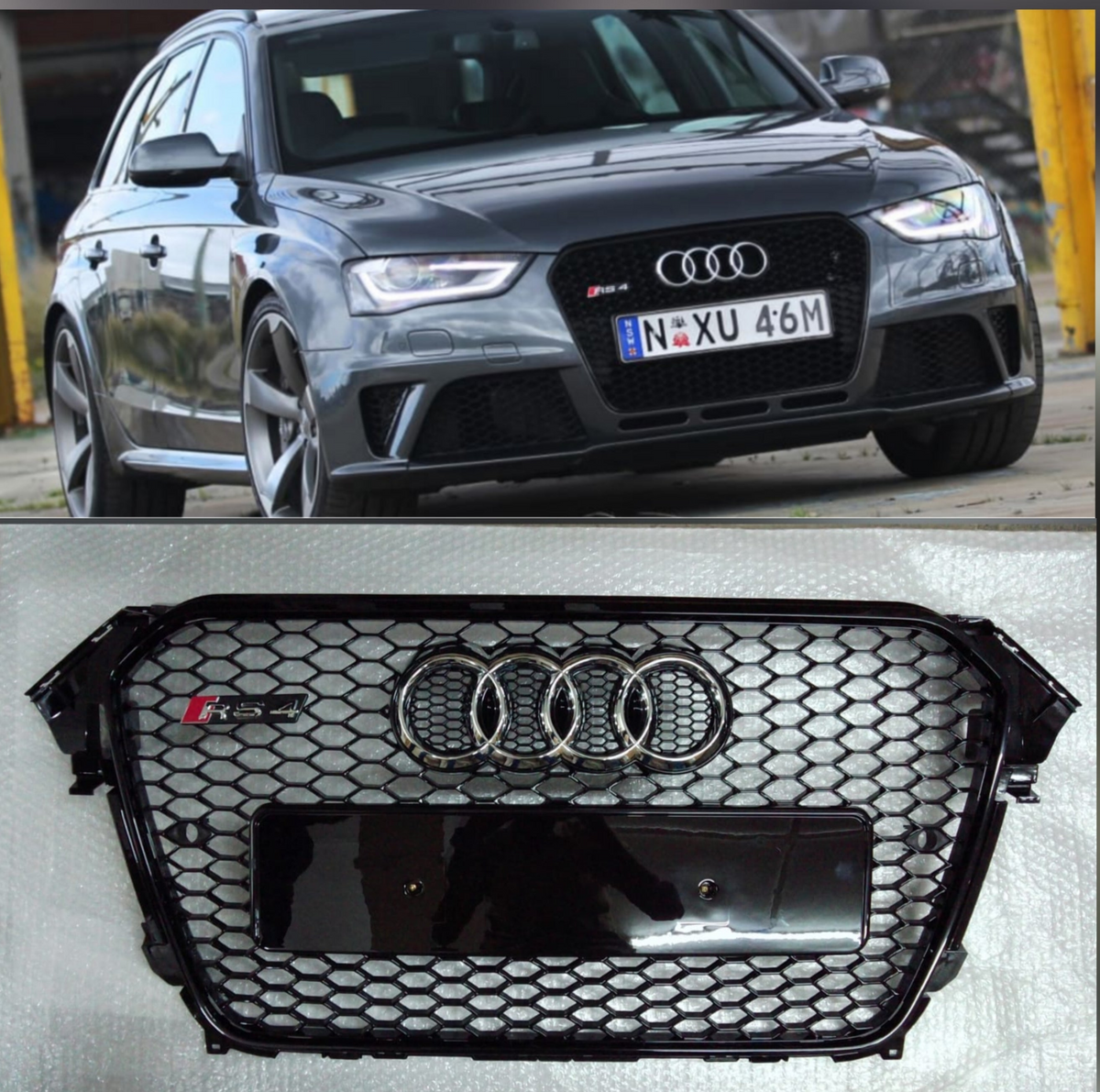 Show Grill Compatible With  Audi A4 B8 Facelift (2013-16) RS4 Black Chrome  Tag 14