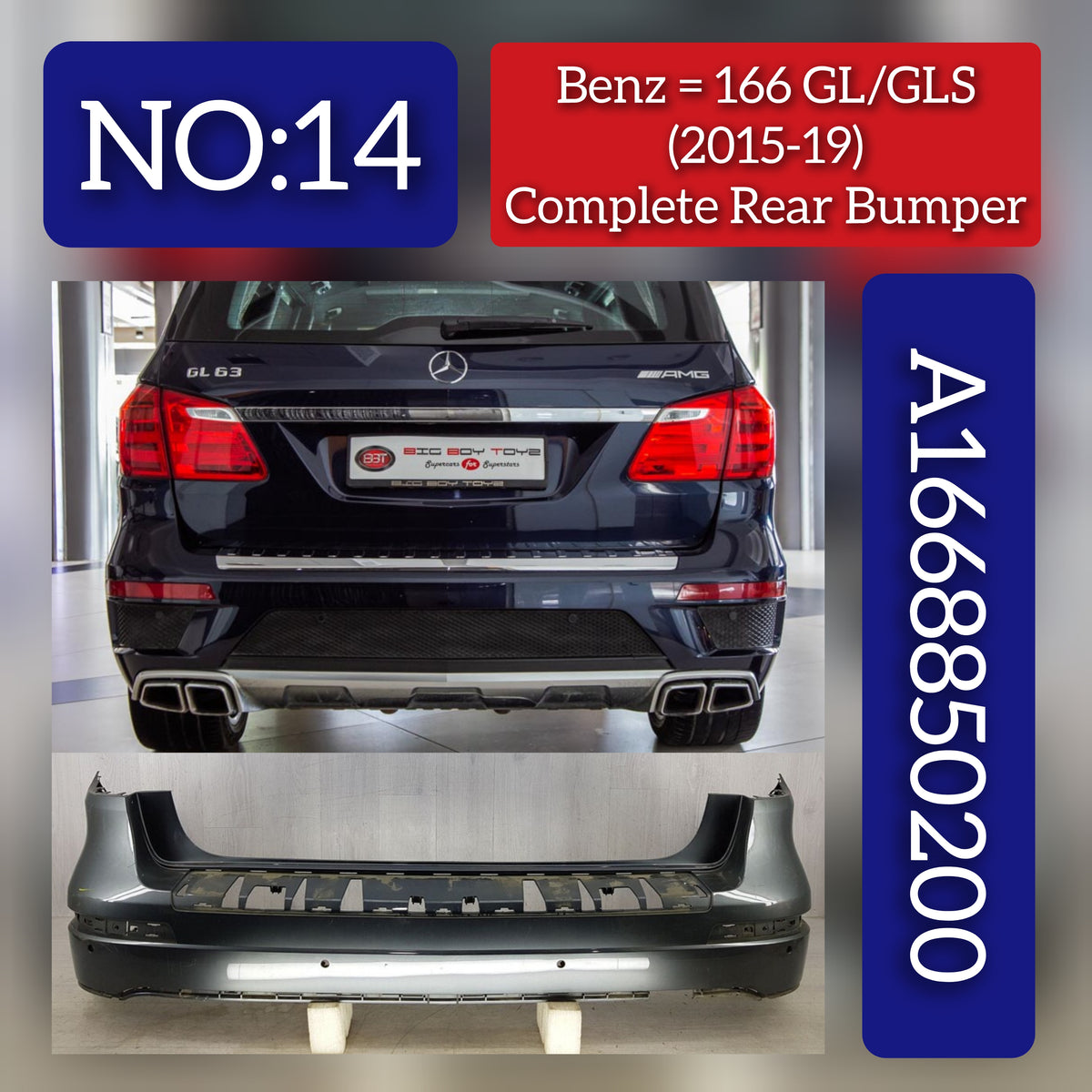 Rear Bumper A1668850200 1668850200 Compatible With MERCEDES-BENZ GL/GLS-Class (W166) (2015-2019) Tag No.14