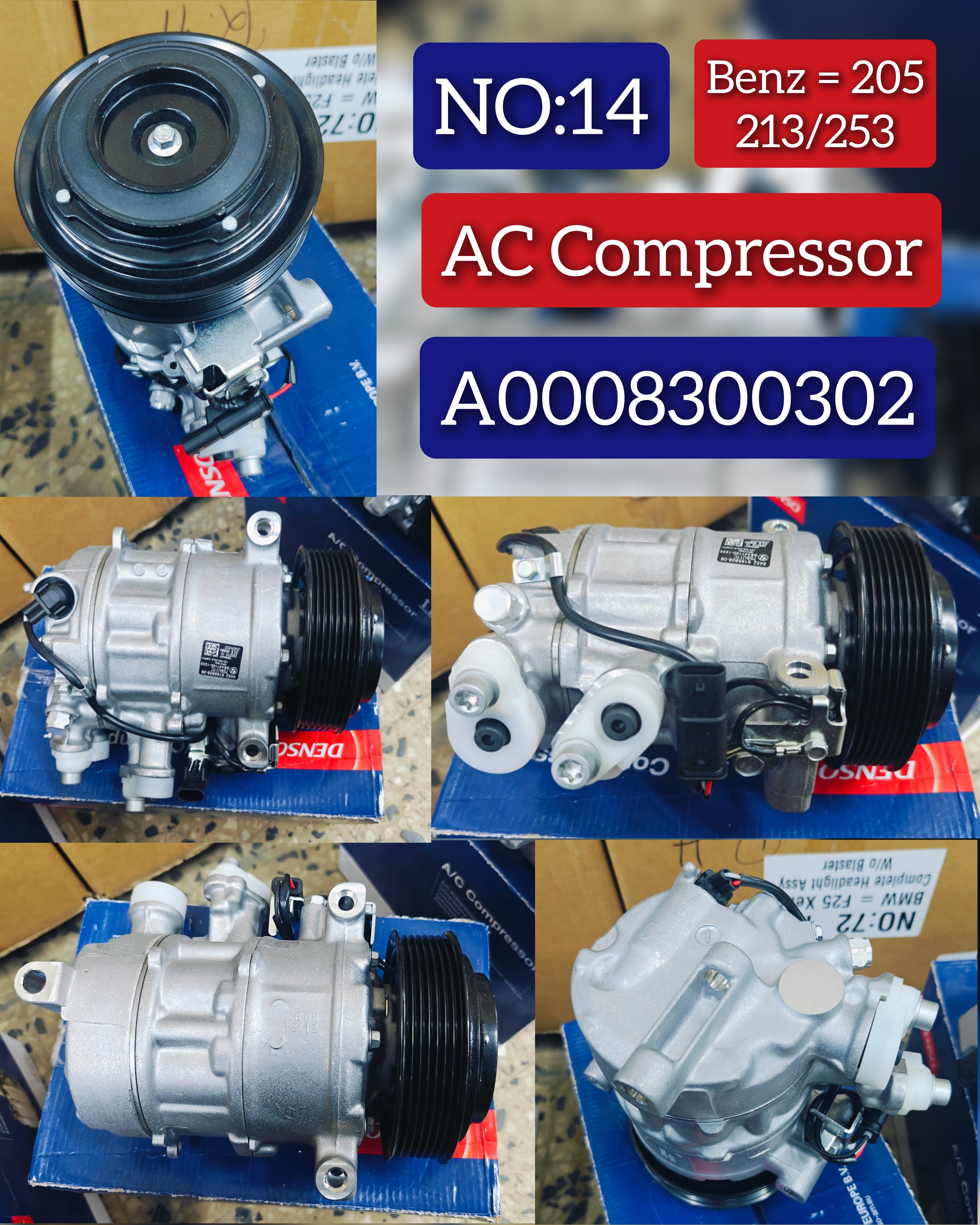AC Compressor A0008300202 A0008300302 Compatible With MERCEDES-BENZ C-CLASS (W205) & E-CLASS (W213)