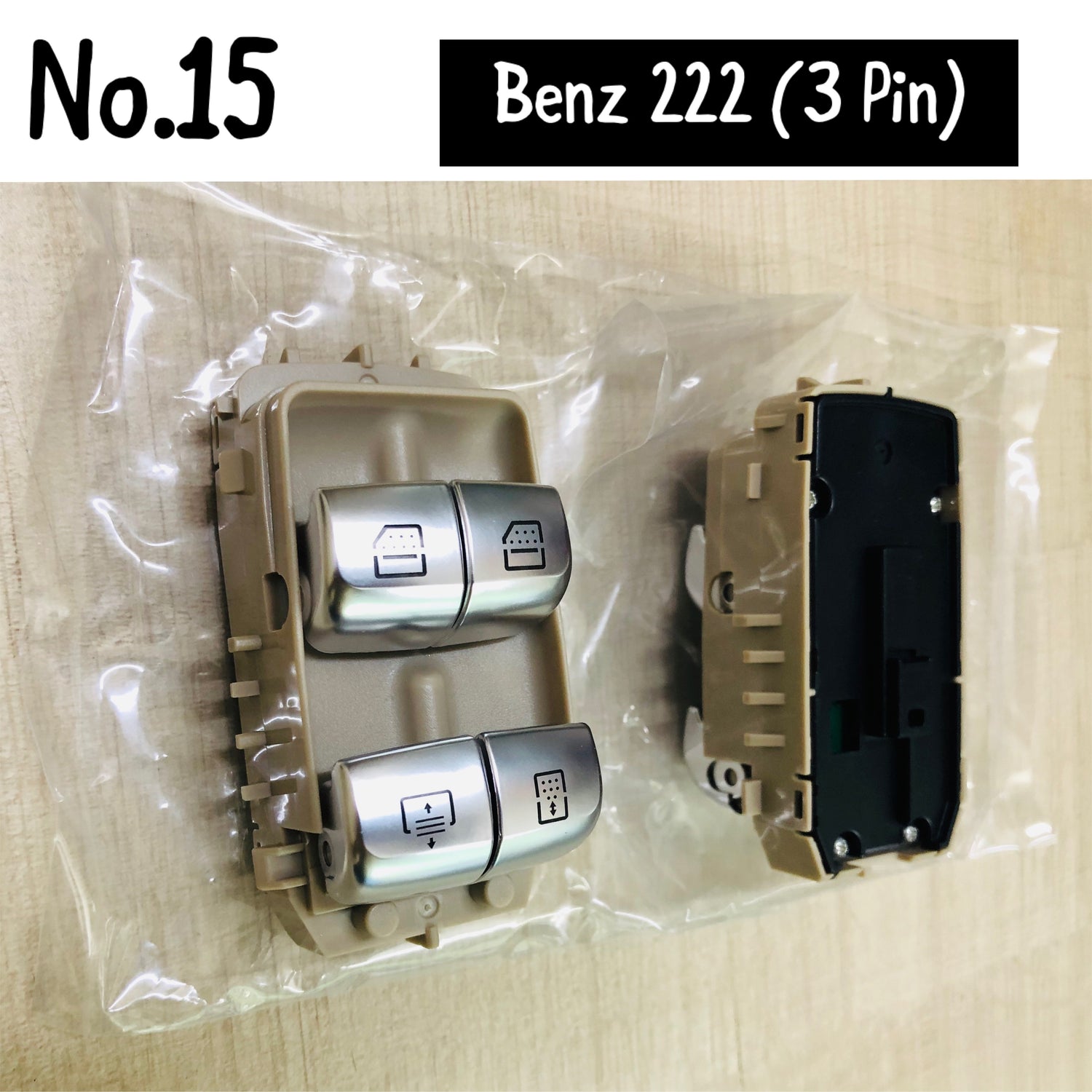 Mercedes-Benz S-CLASS W222 & E-CLASS W213 3 Pin Window Biege Switch Compatible with 213/222 2229051505 Tag-SW-15