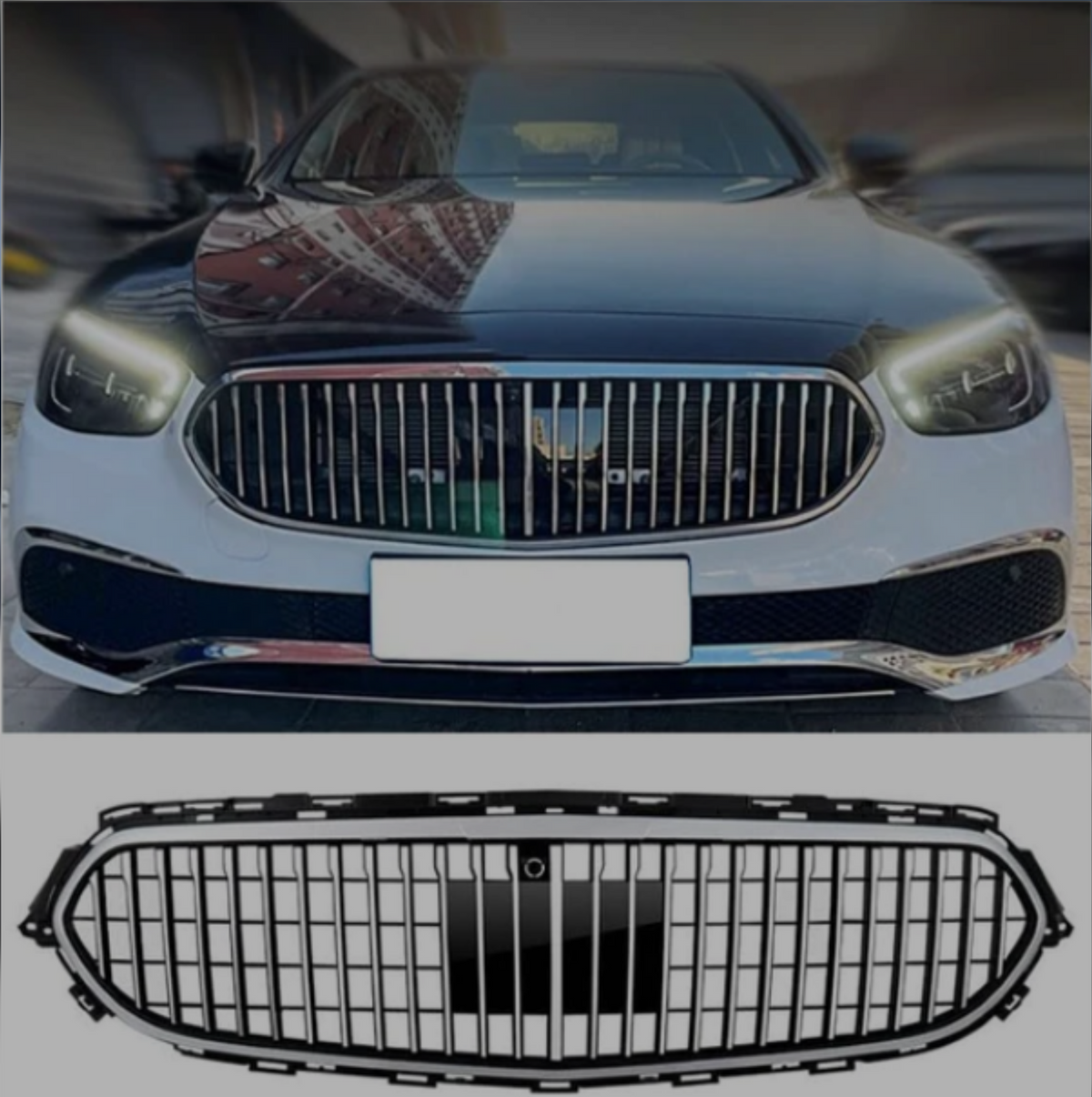 LCI Maybach Silver Chrome Show Grill Compatible With Mercedes Benz E-Class  W213  (2021-2023) Tag 78