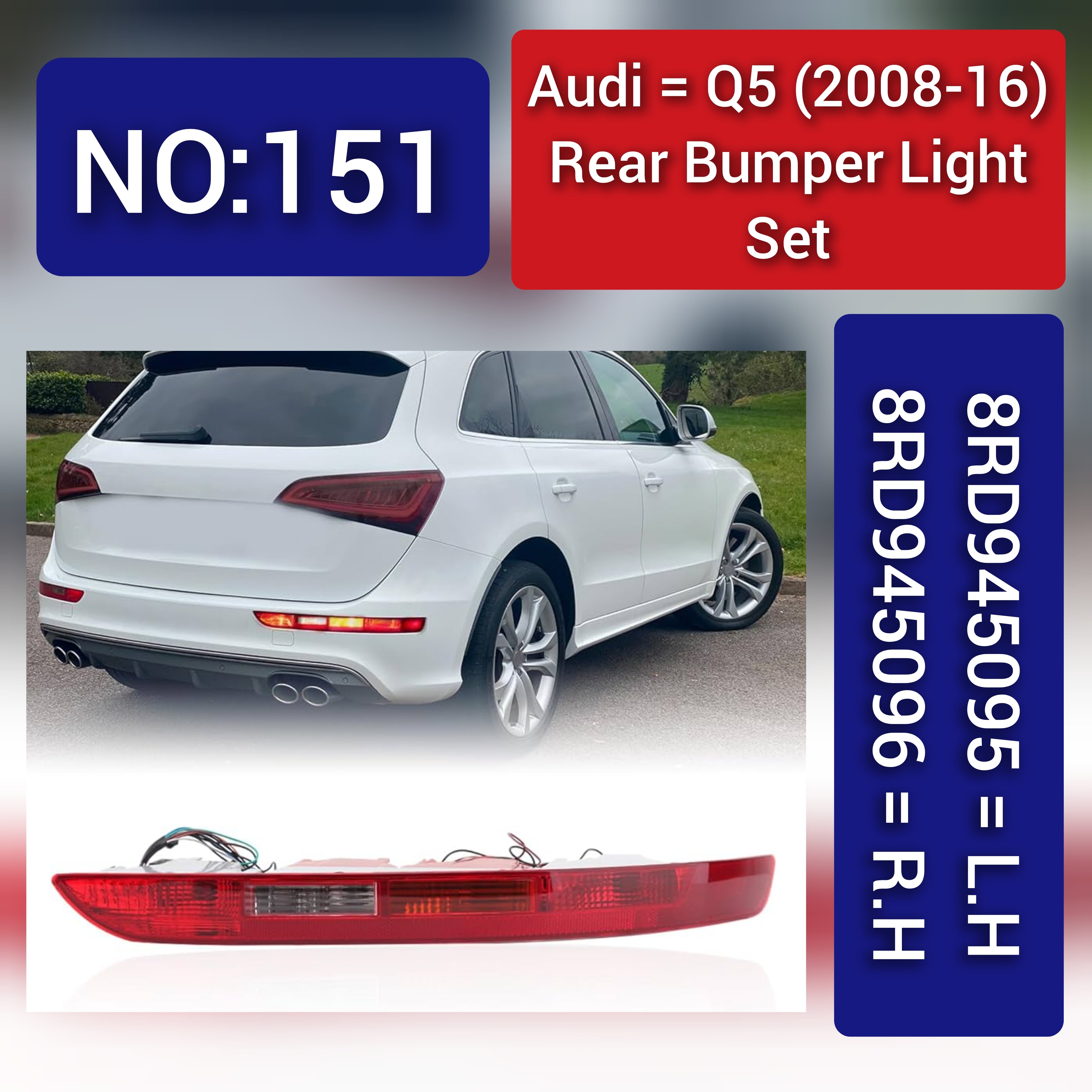 Rear Bumper Reflector Compatible With AUDI Q5 8RB Rear Bumper Reflector Left 8RD945095 & Right 8RD945096 Tag-RB-151