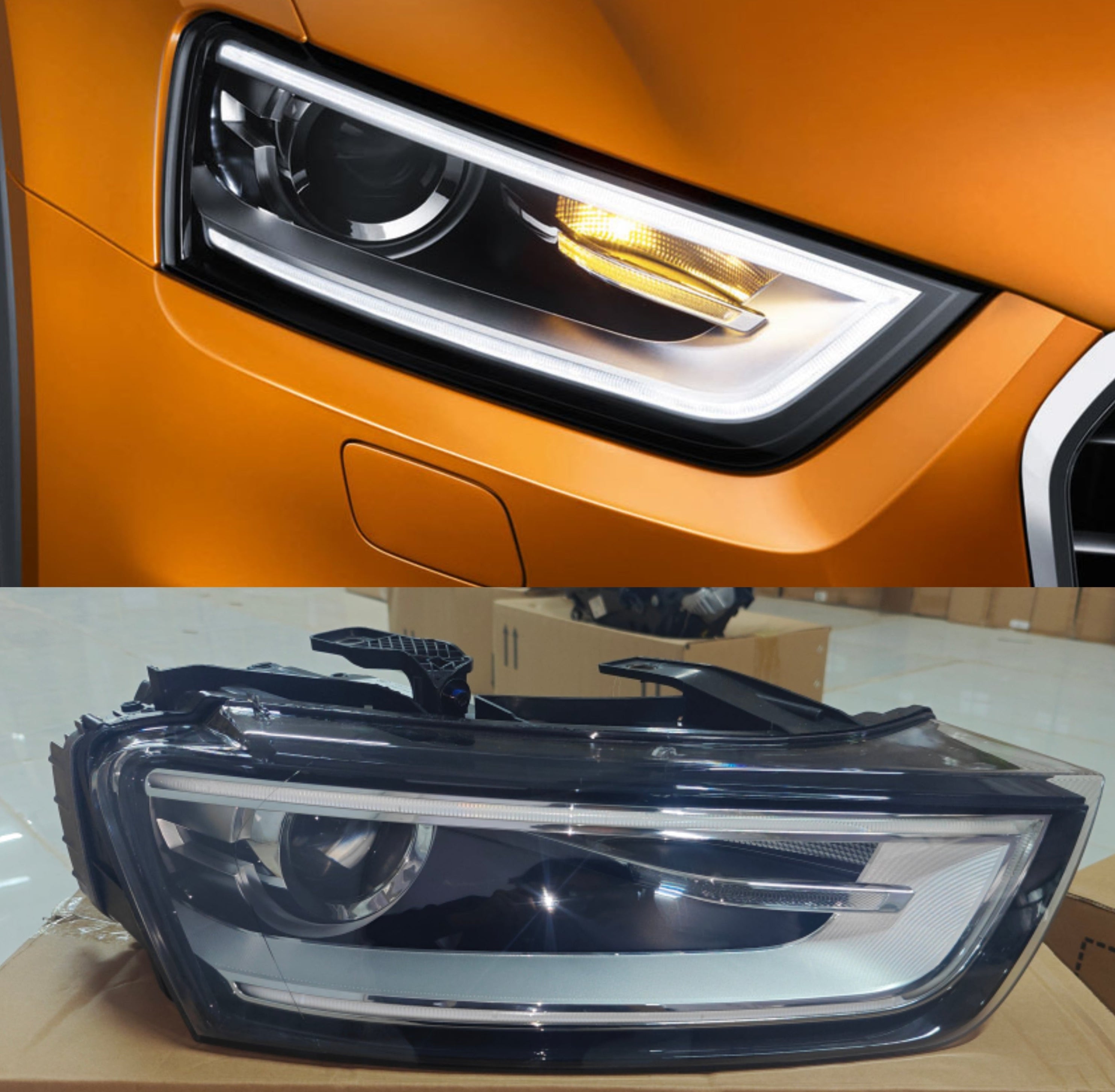 Complete Headlight Assy Set Right 8U0941006  & Left 8U0941005 Both Side (11 Pin) Compatible With AUDI Q3 8U (2011-2015) Tag No.151