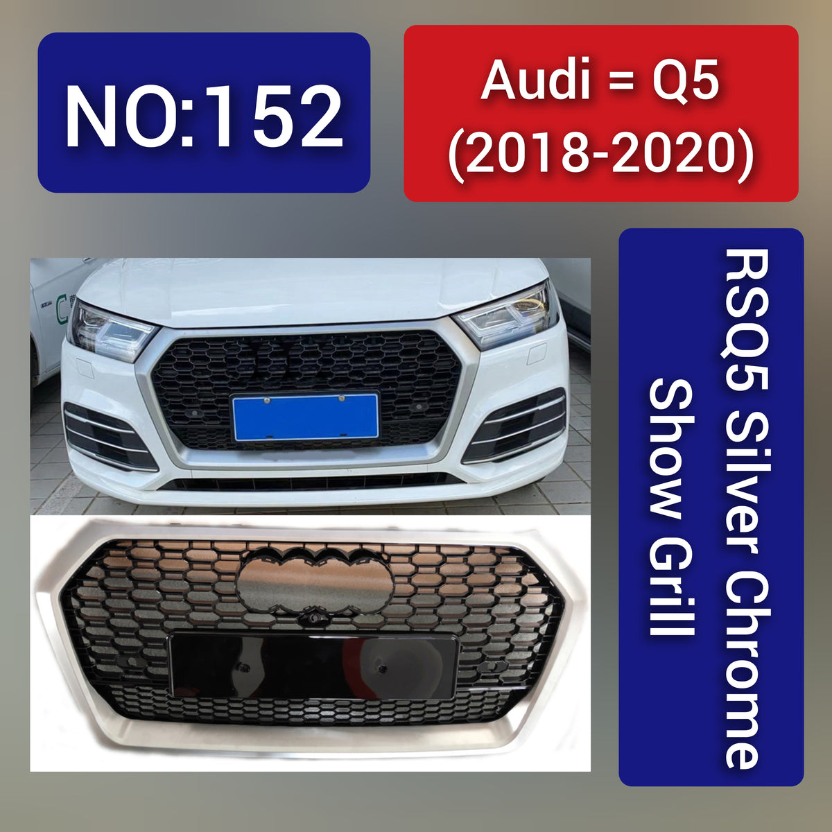 Audi Q5 (2018-20) RSQ5 Silver Chrome Show grill