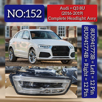 Headlight Headlamp Left 8U0941773B & Right 8U0941774B (With Blaster) Compatible With AUDI Q3 2016 - 2019 Tag No.152