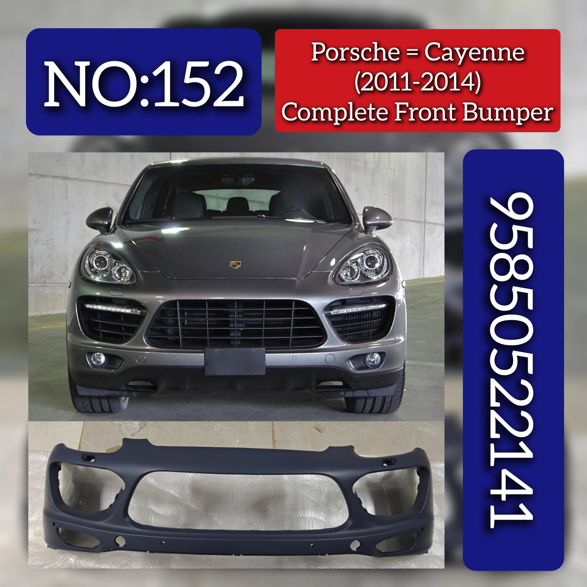 Complete Front Bumper 95850522141 Compatible With Porsche Cayenne (2011-2014) Tag No.152