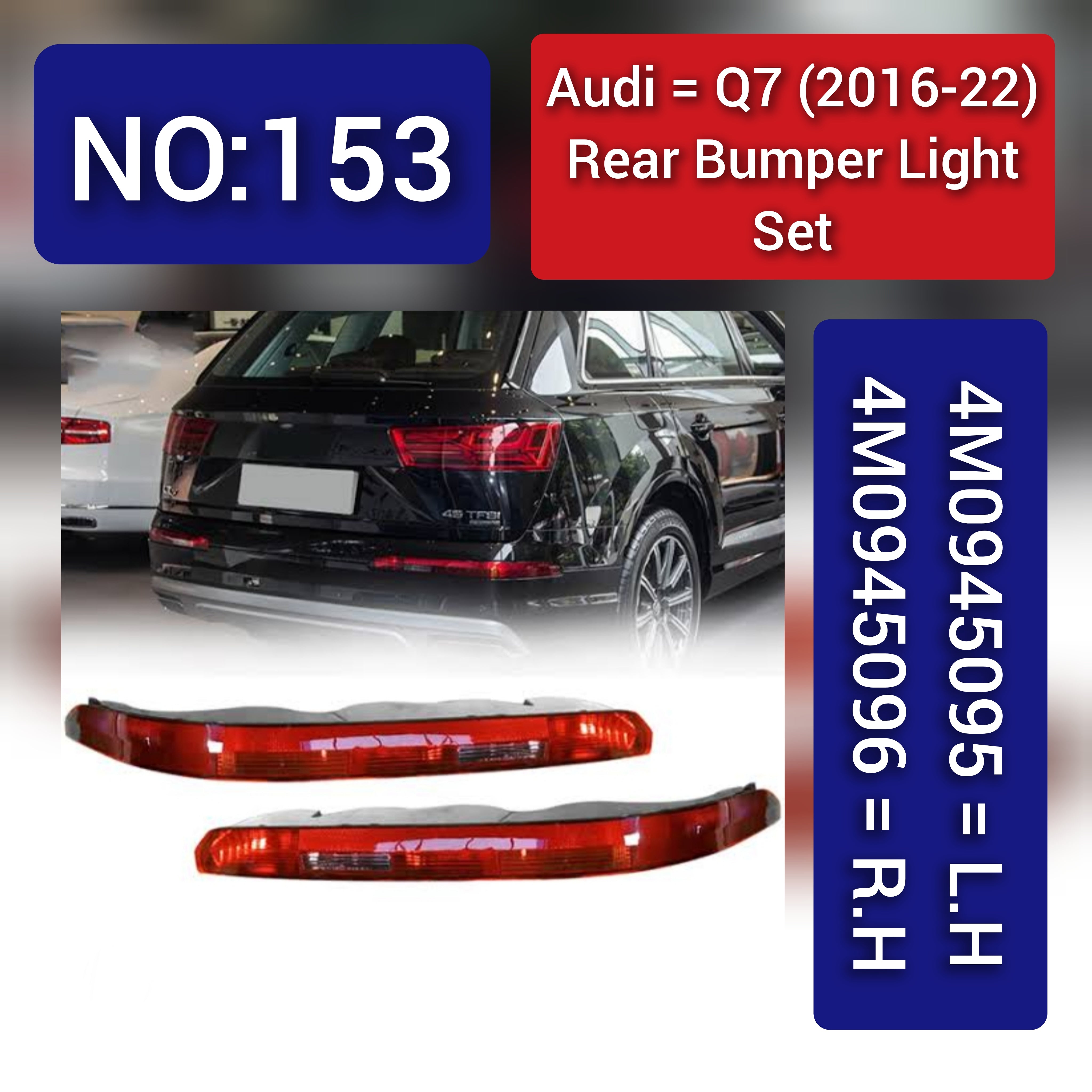 Rear Bumper Reflector Left 4M0945095 & Right 4M0945096  Compatible With AUDI  Q7 4M