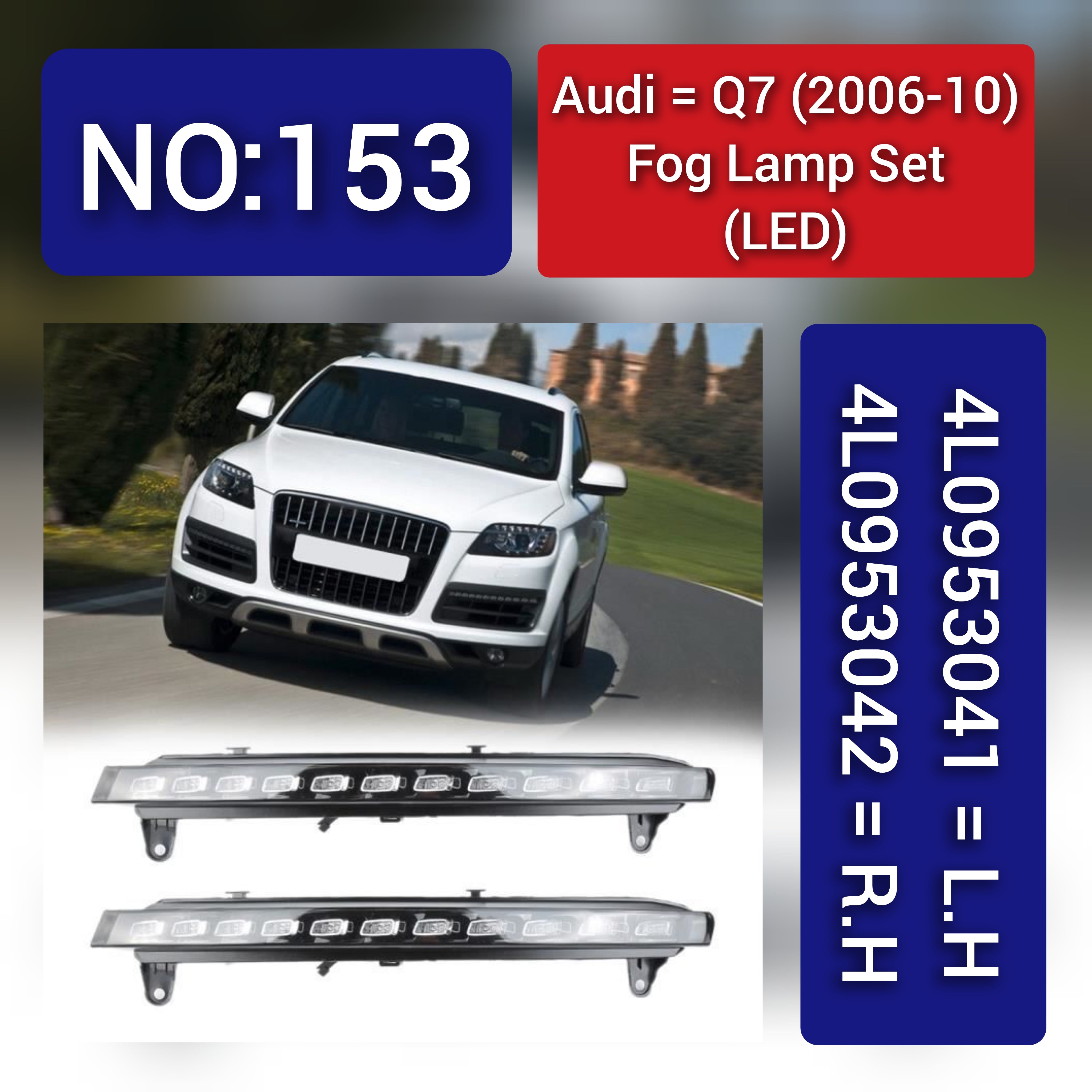 Audi FRONT BUMPER SIGNAL LIGHT INDICATOR Compatible With AUDI Q7 (2006-2010) LED Left 4L0953041 & Right 4L0953042 Tag-FO-153