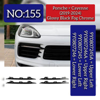 Fog Lamp Cover Chrome Set (Glossy Black) Upper Left 9Y0807245A & Upper Right 9Y0807246A & Lower Left 9Y0807245 & Lower Right 9Y0807246 Compatible With Porsche Cayenne (2018-2020) Tag No.155