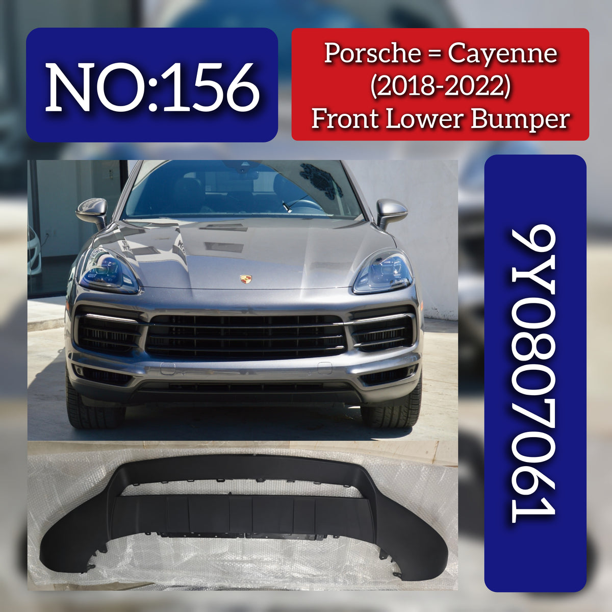 Front Lower Bumper 9Y0807061 Compatible With Porsche Cayenne (2018-2020) Tag No.156