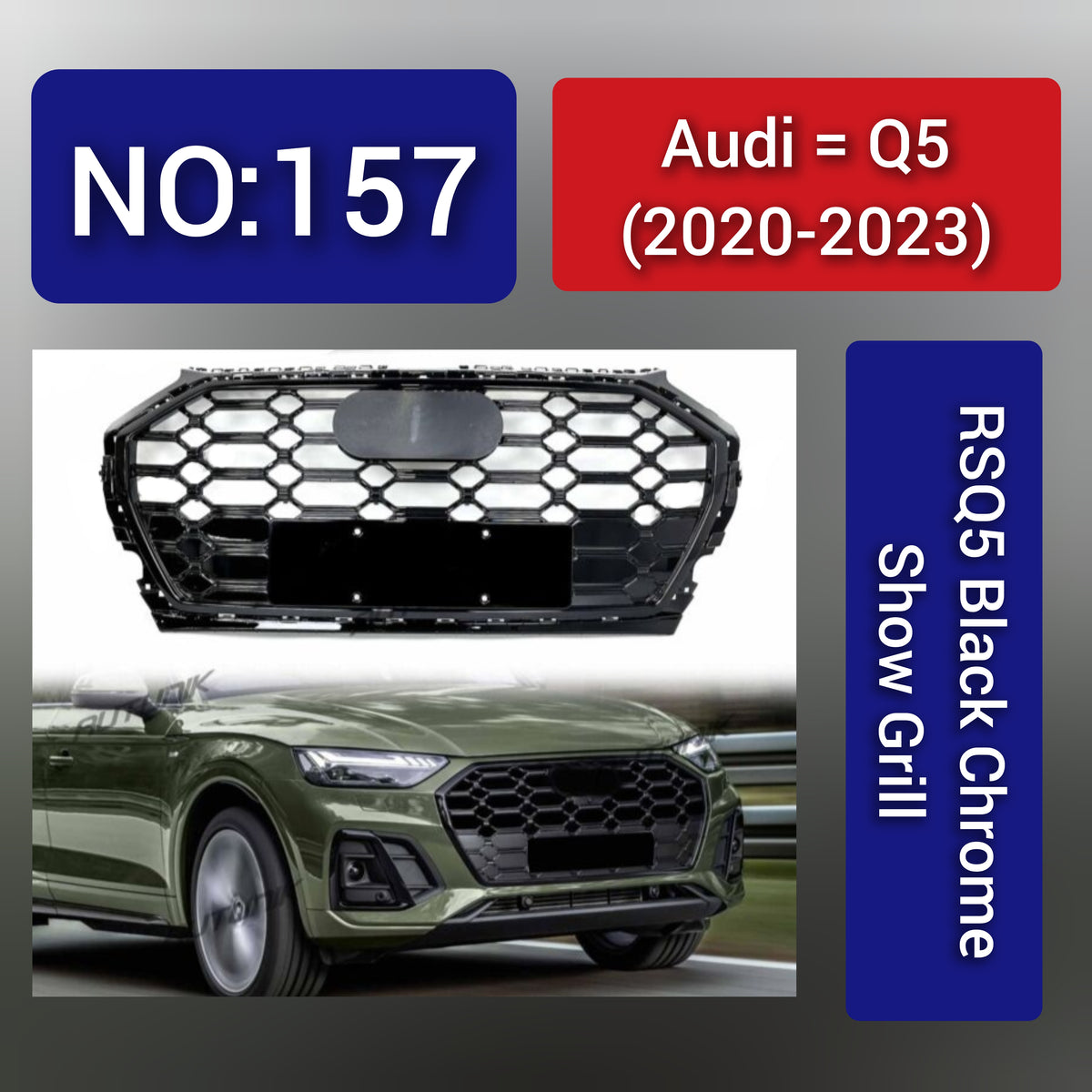 Audi Q5(2020-23) RSQ5 Black Chrome Show Grill