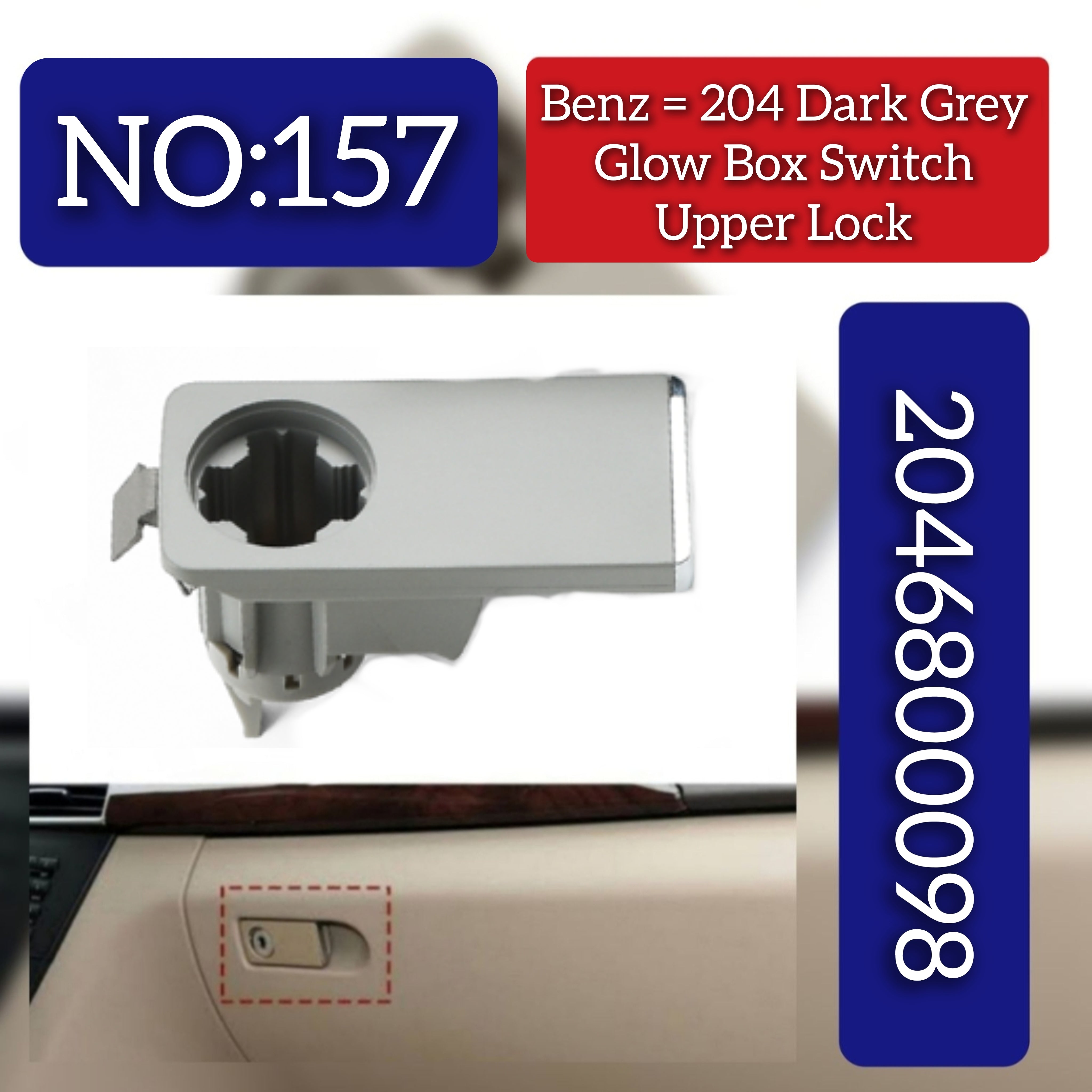 Dark Grey Glove Box Switch upper Look 2046800098 2126801498 Compatible With Mercedes & Mercedes Benz & C CLASS W204 2007-2015 Tag.157