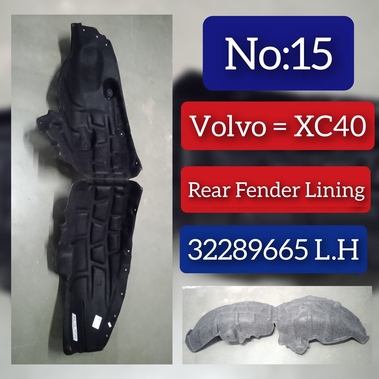 Rear Left Fender Liner 32289665 Compatible With VOLVO XC40 Tag-FEV-15