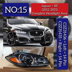 Complete Headlight Assy Set Left C2Z31436 & Right C2Z31435 (Both Side 14 Pin) Compatible With Jaguar XF (2012-2015) Tag No.15