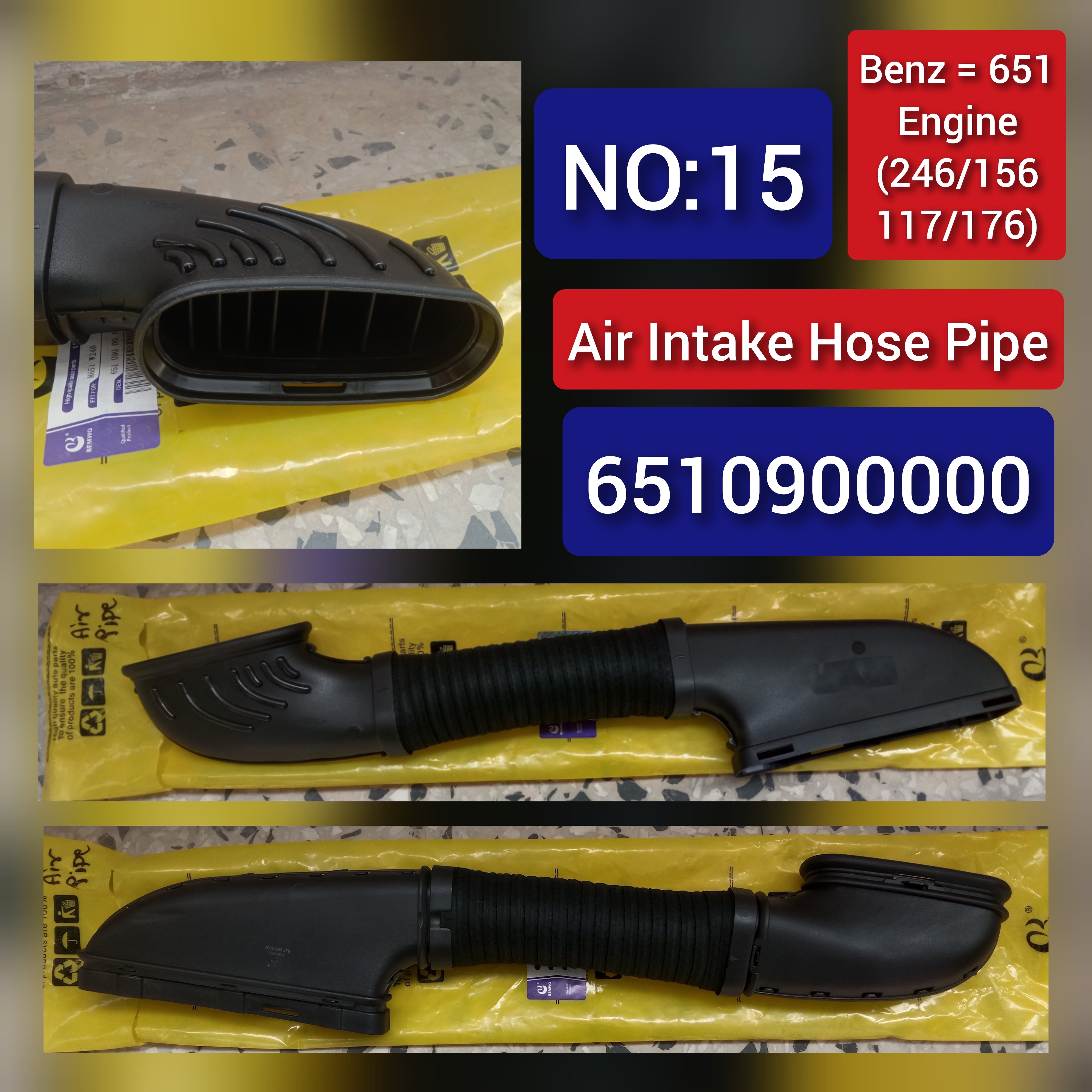 Air Intake Hose Pipe 6510900000 Compatible With MERCEDES-BENZ A-CLASS (W176) & B-CLASS Sports Tourer (W246, W242) & CLA Coupe (C117) & GLA-CLASS (X156)