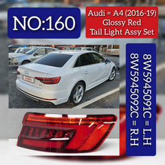Tail Light Rear Lamp Compatible With AUDI A4 B9 (8W2, 8WC) | A4 / S4 2017-2019 Tail Light Rear Lamp Left 8W5945091C & Right 8W5945092C Tag No.160