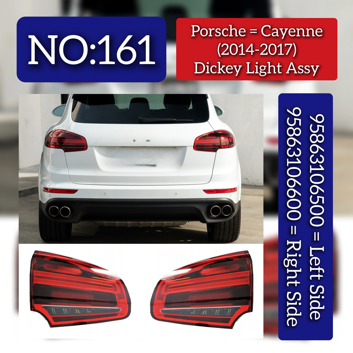 Dickey Light Assembly Set Left 95863106500 & Right 95863106600 Compatible With Porsche Cayenne (2014-2017) Tag No.161