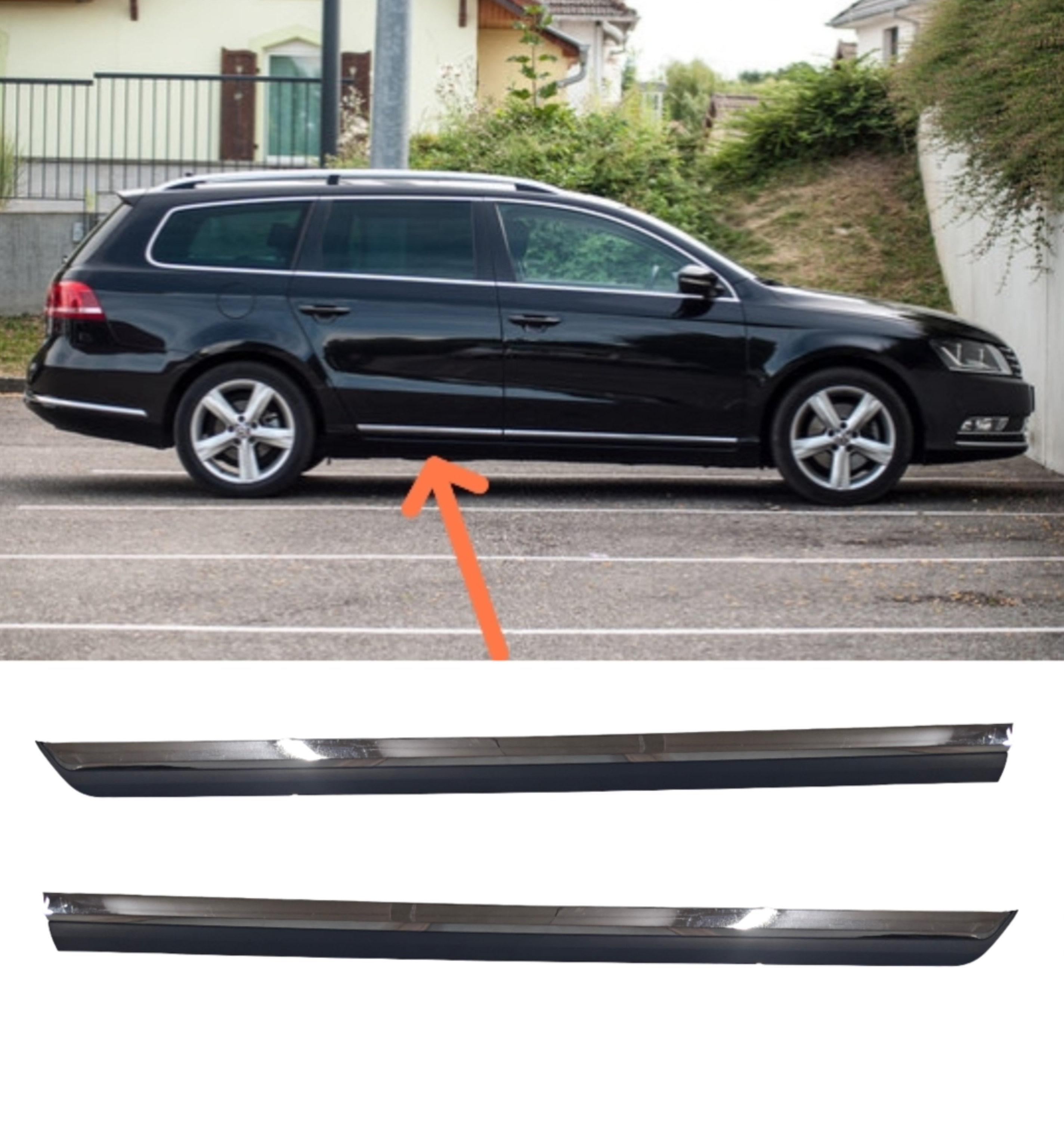 Rear Door Chrome Left 3AD854949 & Right 3AD854950 Compatible With Volkswagen Passat B7 (2011-2014) Tag No.162