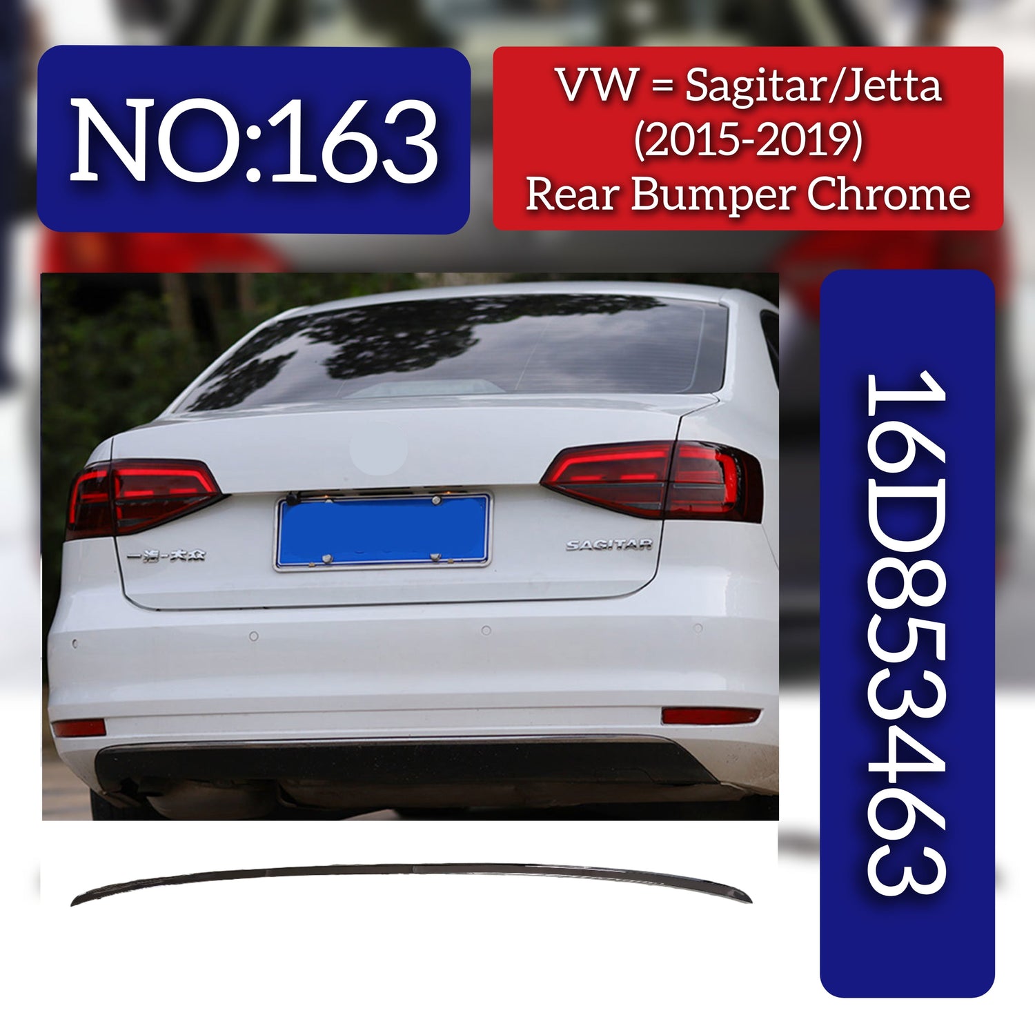 Rear Bumper Chrome 16D853463 Compatible With Volkswagen  For JETTA Tag No.163