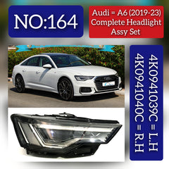 Headlight Headlamp Left 4K0941039C & Right 4K0941040C (Without Blaster) Compatible With AUDI A6 (2019-2023)