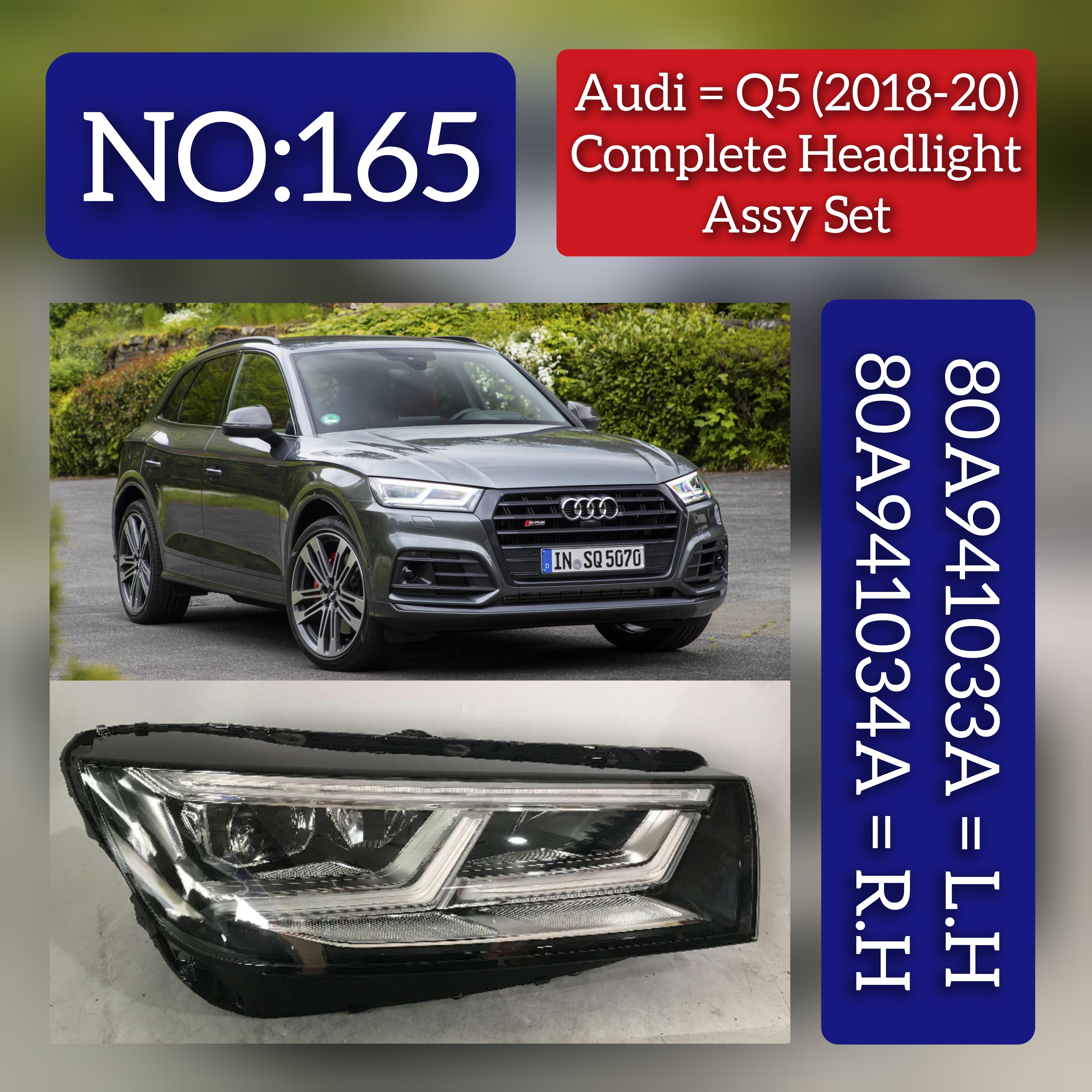 Headlight Headlamp Left & Right 80A941034A 80A941773A 80A941773H (Without Blaster) Compatible With AUDI Q5 (2018-2020)