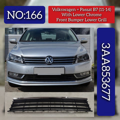 Front Bumper Lower Grill  With Lower Chrome 3AA853677 Compatible With Volkswagen  PASSAT B7 (362) Tag No.166