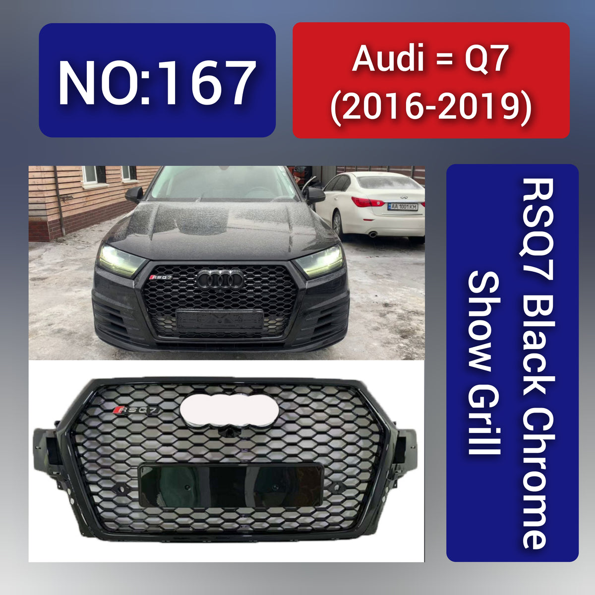 Audi Q7(2016-19) RSQ7 Black Chrome Show Grill