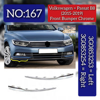 Front Bumper Chrome Left 3G0853253 & Right 3G0853254 Compatible With Volkswagen PASSAT B8 (362) Tag No.167