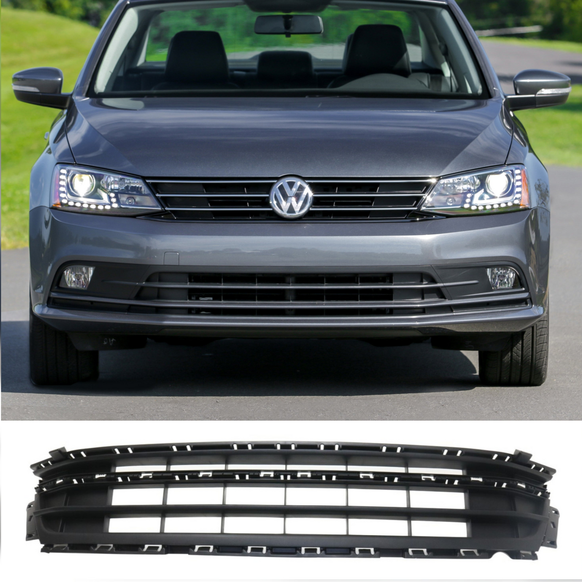Front Bumper Lower Grill Without Holes 5C6853671P Compatible With Volkswagen  For JETTA Tag No.168