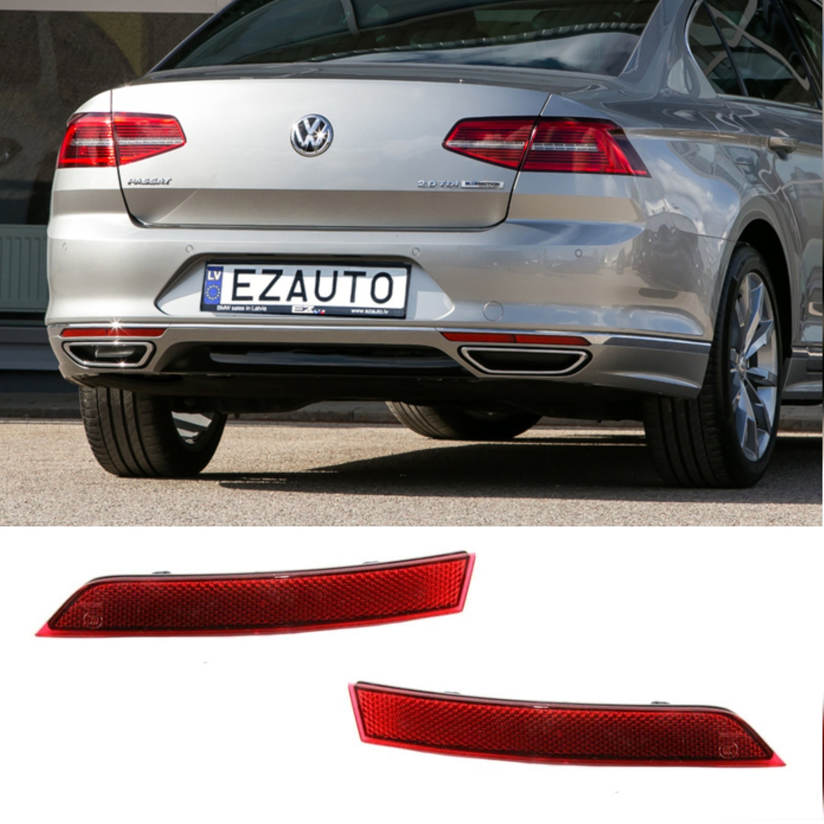 Outer Rear Bumper Reflector  Left Rear Bumper Reflector Left 3GD945103A & Right 3GD945104A Compatible With VW PASSAT B8 (2015-2019) Tag No.168