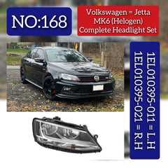 Headlight Headlamp Left Headlight Headlamp Left 1EL010395-11 & Right 1EL010395-21 (Without Blaster) Compatible With Volkswagen  Jetta MK6 (Helogen)