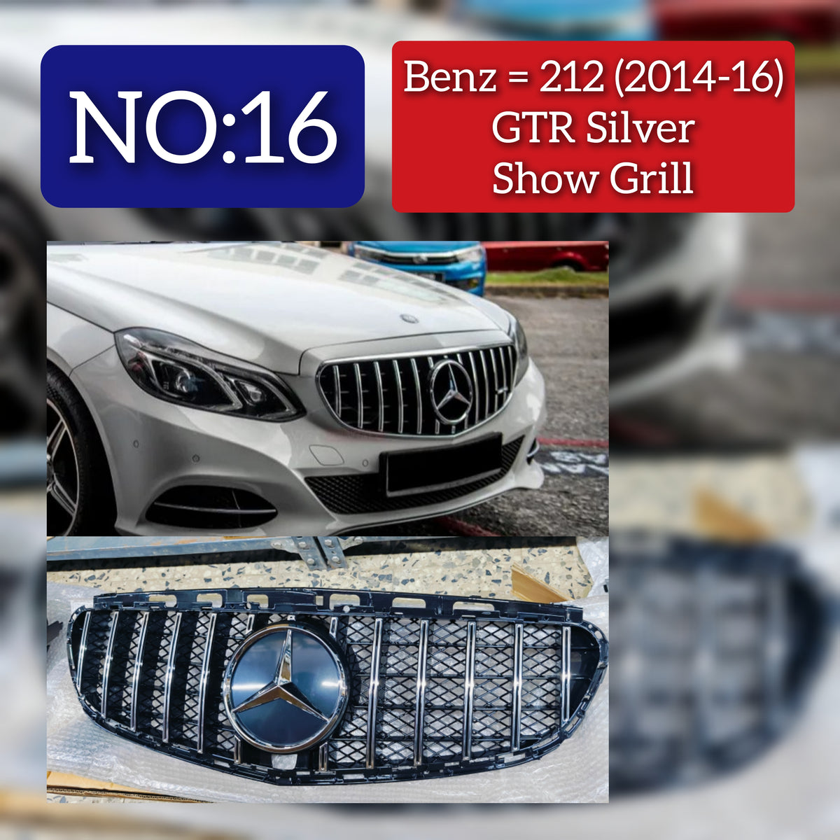 GTR Silver Show Grill Compatible With Mercedes Benz E-CLASS  W212 T-2 Tag 32