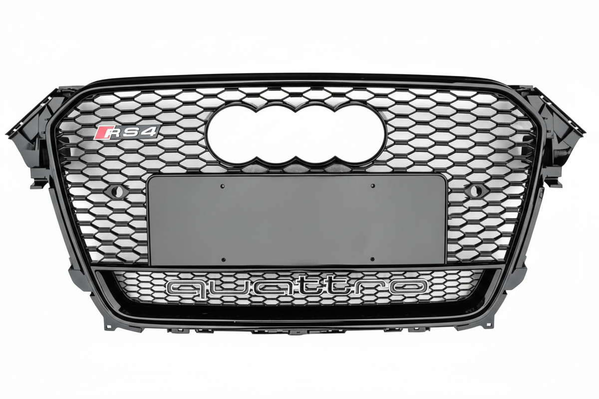 RS4 Quattro Black Honeycomb Show Grill Compatible With Audi A4 B8 Facelift (2012-15) Tag No.16