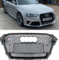 Show Grill Black Chrome Compatible With Audi A4 B8 Facelift (2013-16) RS4 Quattro Tag 16