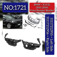 Front Bumper Bracket Left 51117212955 & Right 51117212956 Compatible With  BMW X3 (F25) (2011-2014) Tag No.1721