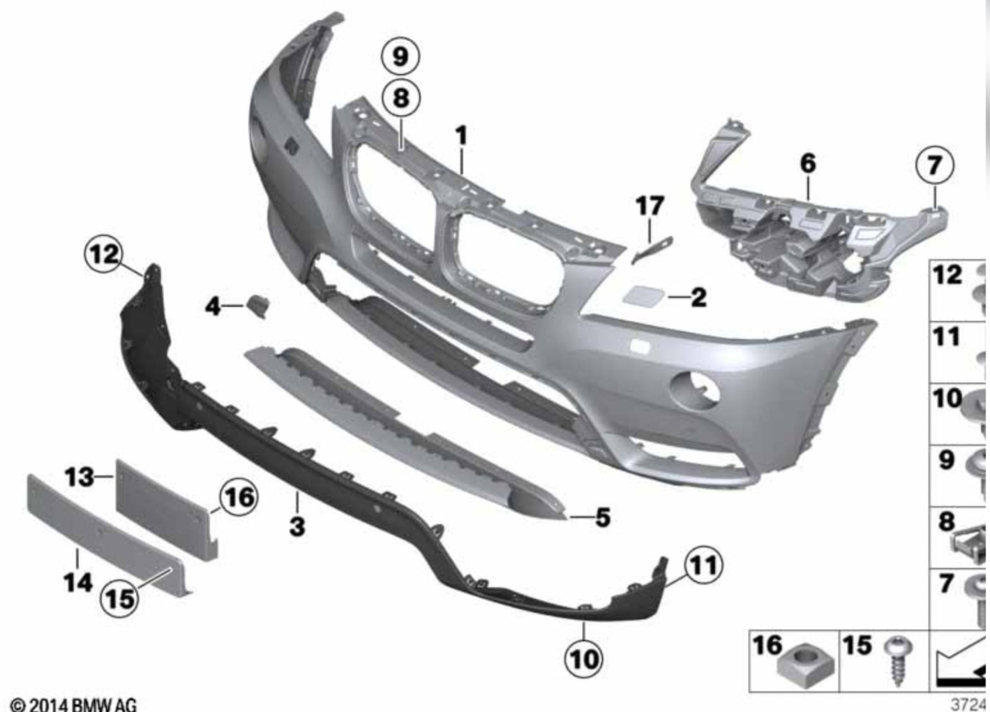 Front Bumper Bracket Left 51117212955 & Right 51117212956 Compatible With  BMW X3 (F25) (2011-2014) Tag No.1721