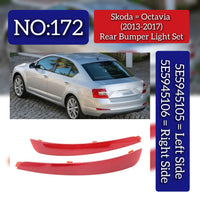 Rear Bumper Light Set Left 5E5945105 &  Right 5E5945106 Compatible With SKODA OCTAVIA III (5E3, NL3, NR3) (2013-2017) Tag No.172