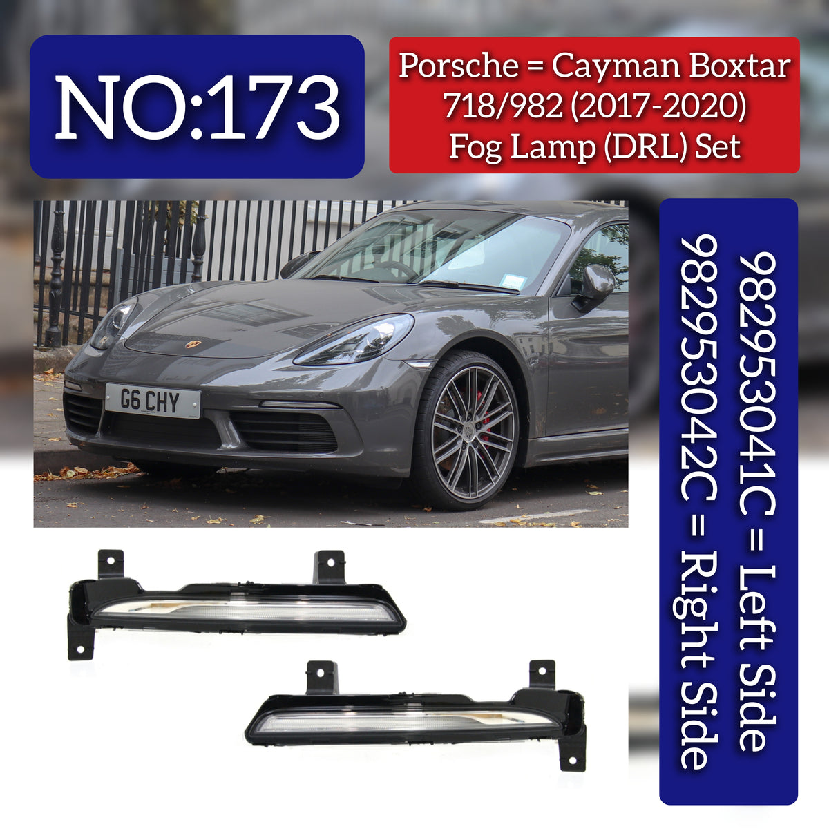 Fog Lamp Left 982953041C & Right 982953042C Compatible With Porsche Boxter (2017-2022) Tag No.173
