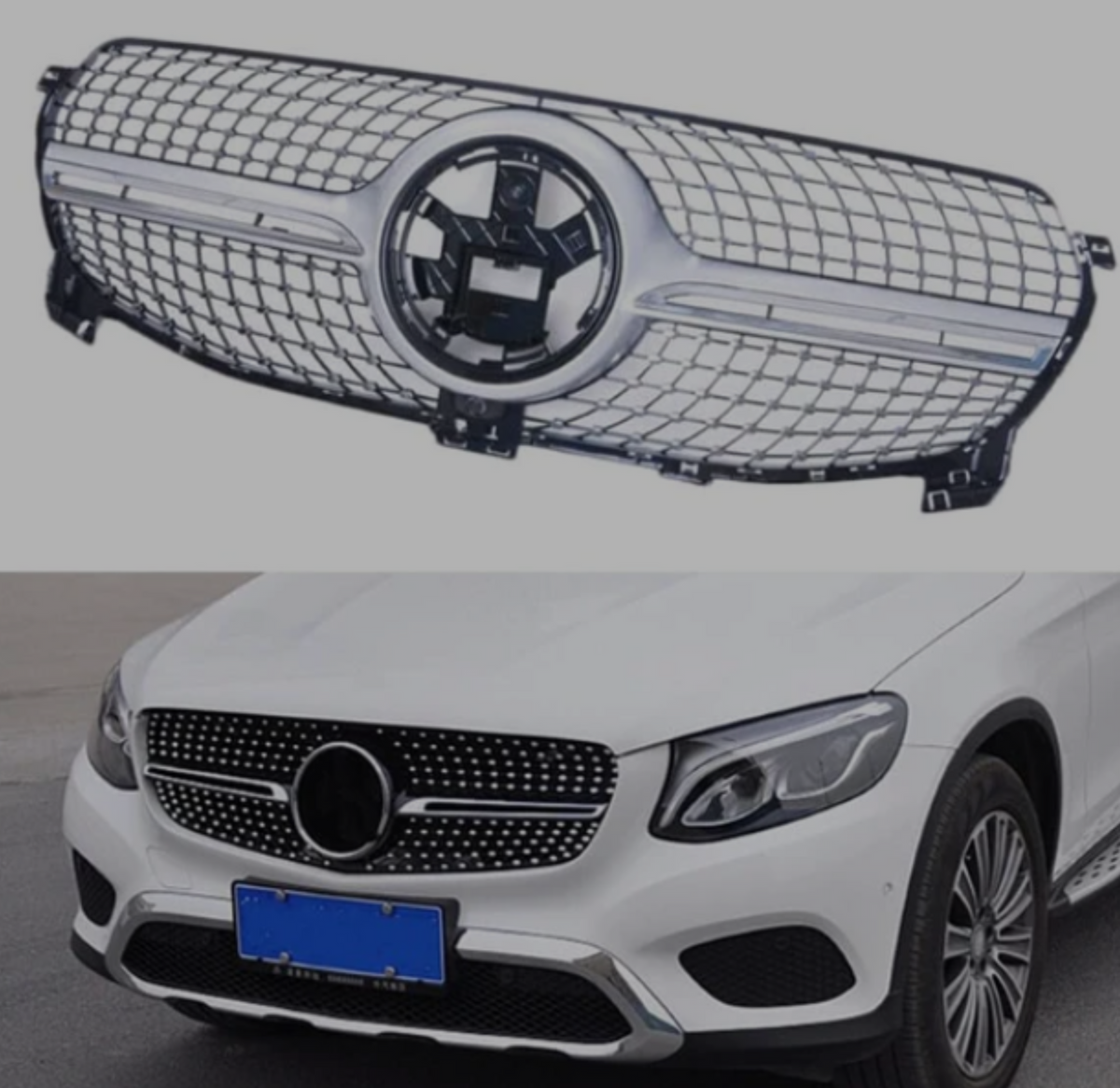 Diamond Silver Chrome Show Grill Compatible With   Mercedes Benz GLE-Class W167 (2019-2023) Tag 99