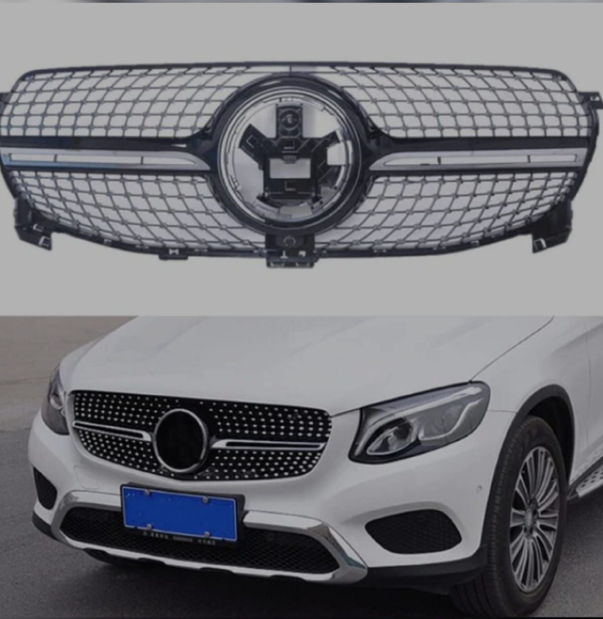 Diamond Black Chrome Show Grill Compatible With   Mercedes  Benz GLE-Class W167 (2019-2023)  Tag 100