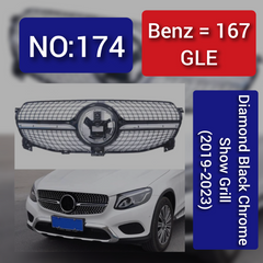 Benz = 167  GLE Diamond Black Chrome Show Grill (2019-2023)  Tag 174