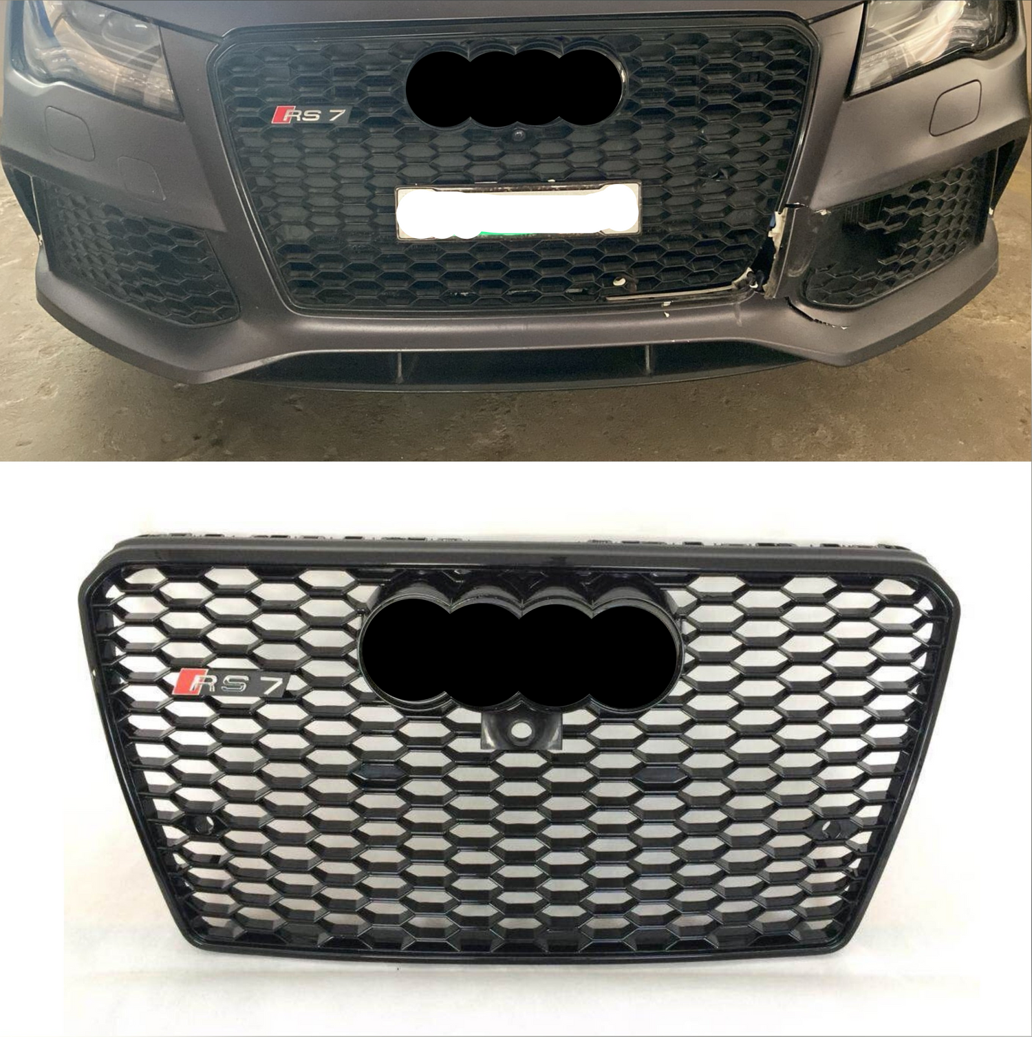 Show Grill   Compatible With Audi A7 (2010-2015) RS7 Black Chrome  No.176