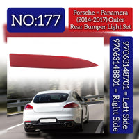 Rear Bumper Light Reflactor Set Left 97063148701 & Right 97063148801 Compatible With Porsche Panamera (2014-2017) Tag No.177