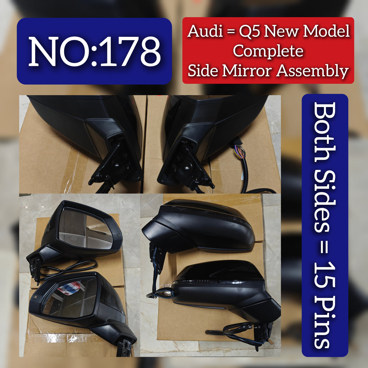 Mirror Assembly Electric Folding/Turn Signal Complete Door wing Mirror Left & Right (Both Side 15 Pin) Compatible With AUDI Q5 80 Tag-SMA-178