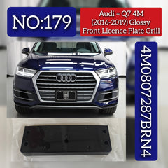 Glossy Front Bumper Licence Plate Grill 4M0807287BRN4 Compatible With Audi Q7 4M  (2016-2019) Tag  No.179