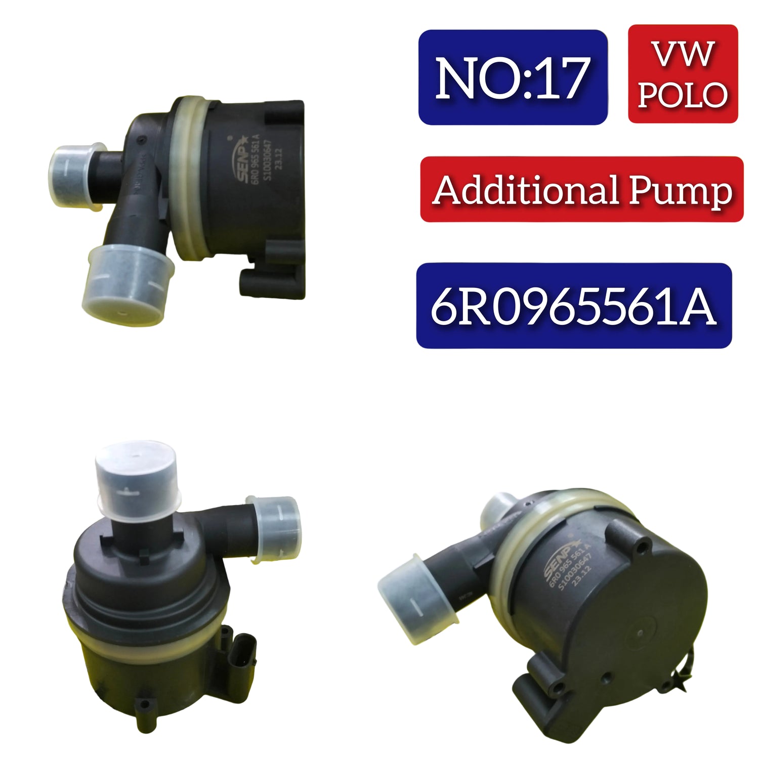 Auxiliary Water Pump 6R0965561A 6R0965561 Compatible with AUDI A4 A5 A6 A7 & VW PASSAT B7 (A32, A33) &  SKODA FABIA II (542) Tag No.17
