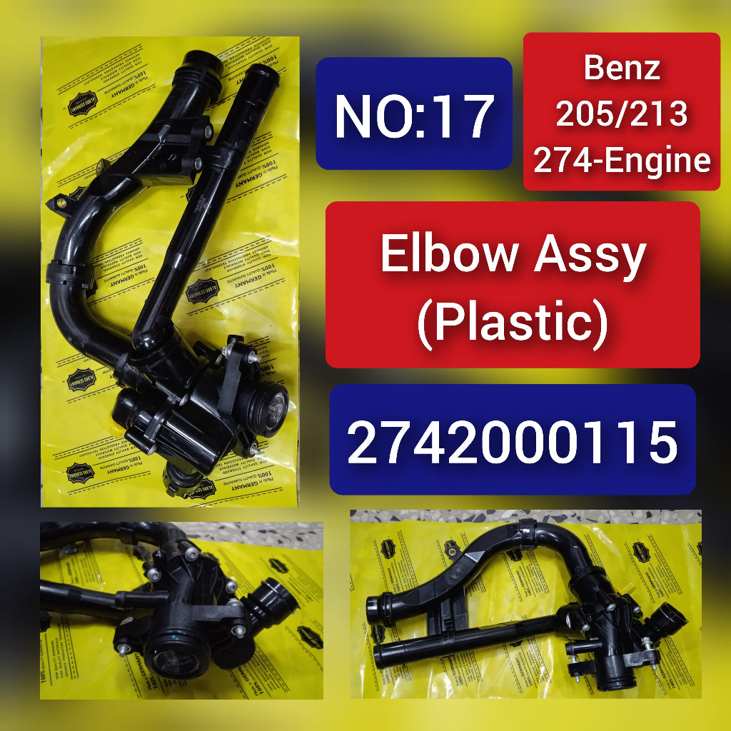 Elbow (Thermostat) 2742000115 2742003100 ASSY (PLASTIC) Compatible With MERCEDES-BENZ  C-CLASS W205 & E-CLASS W212 W213  Tag-E-17