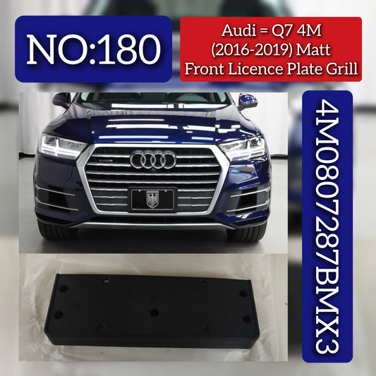Matt Front Bumper Licence Plate Grill 4M0807287BMX3 Compatible With Audi Q7 4M (2016-2019) Tag No.180