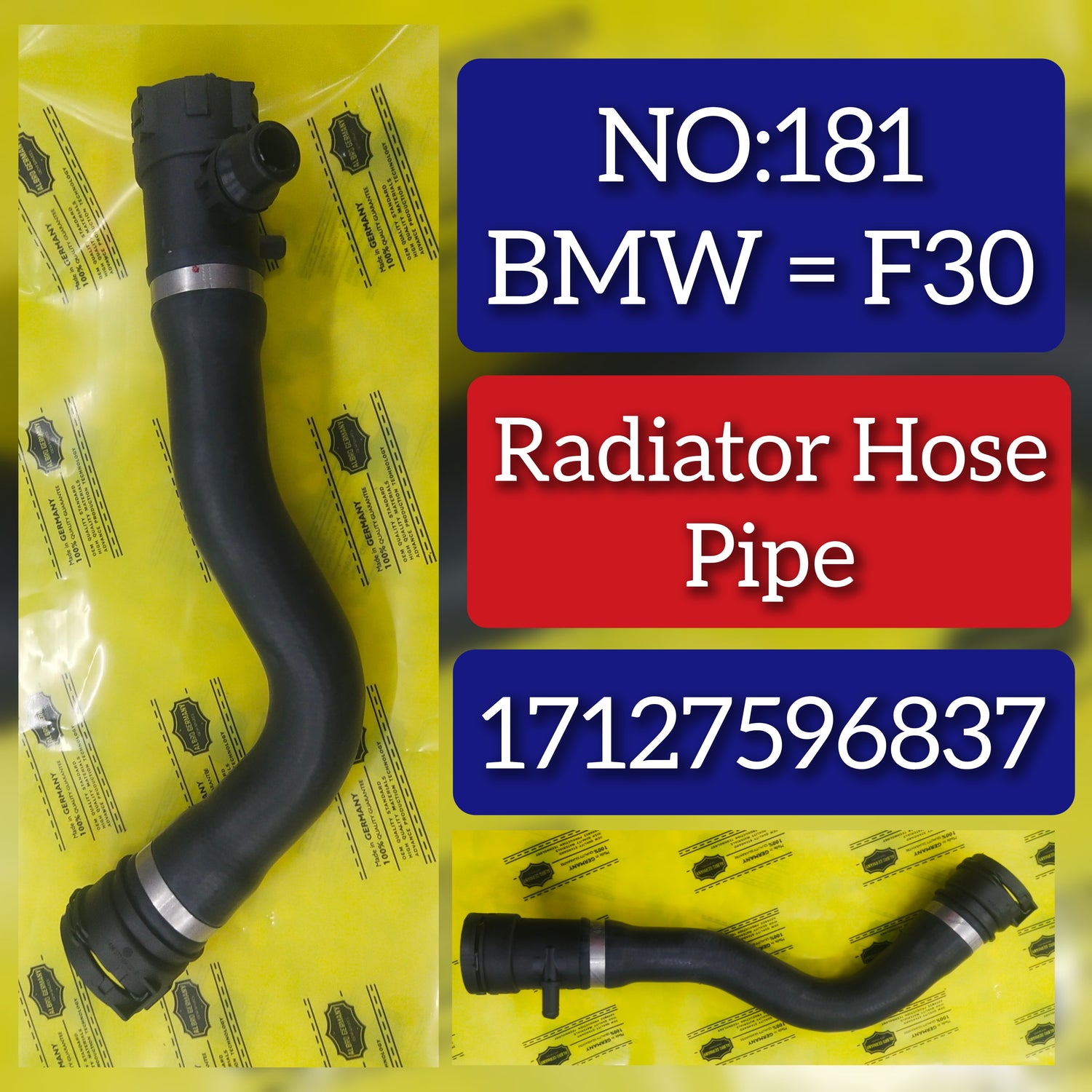 Radiator Hose Pipe 17127596837 Compatible With BMW 3 Series (F30, F80) Tag No.181